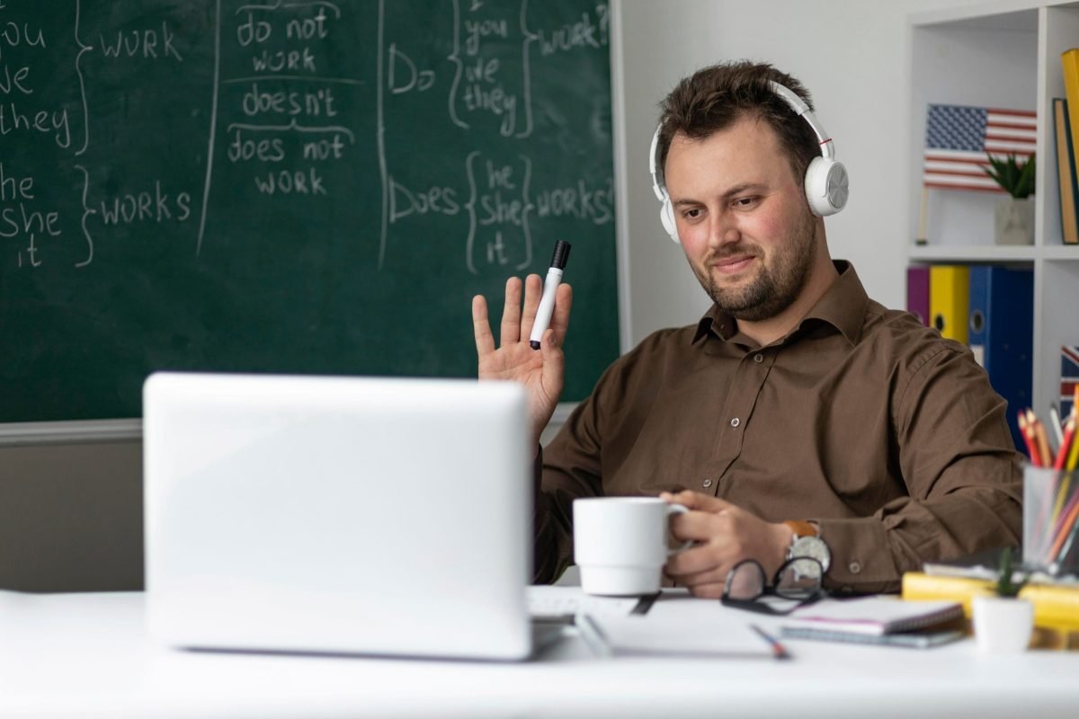 teacher-doing-english-lesson-online-his-students teacher-doing-english-lesson-online-his-students
